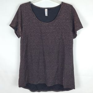 LuLaRoe Metallic Blouse Top Womens L Party Glam Going Out Casual Rave Gorpcore